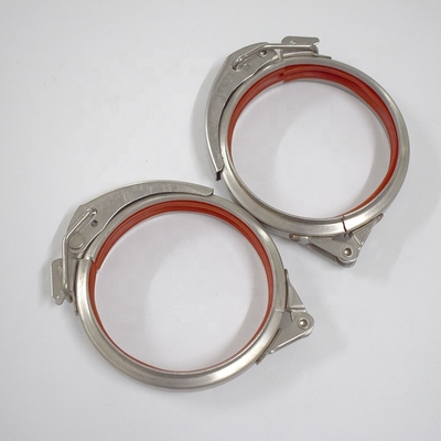 Acier inoxydable 304 Clips de tubes à libération rapide, pinces de conduits avec serrure et joint rouge